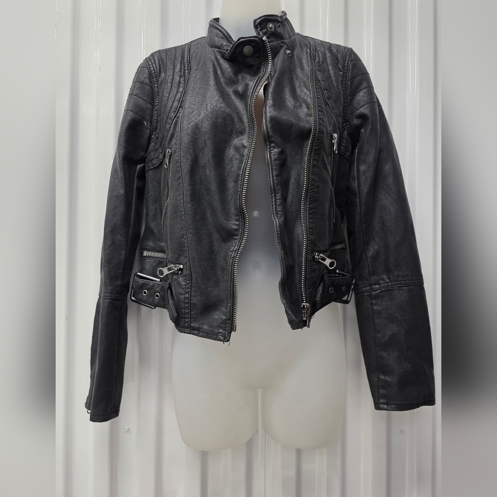 We The Free Charcoal Leather Jacket